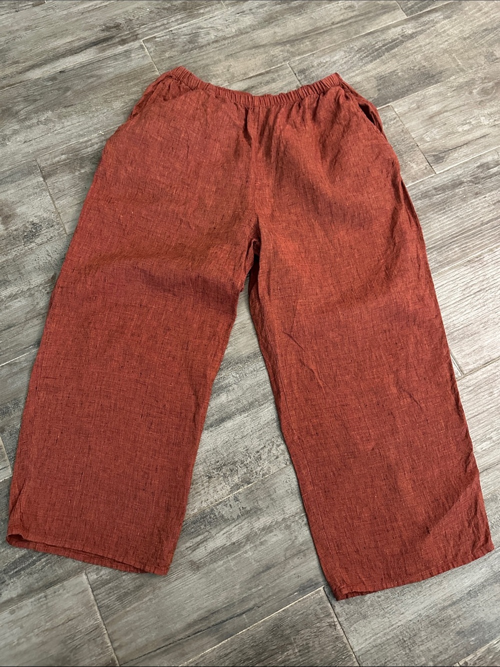 Flax Linen Capri sz M Brick Red